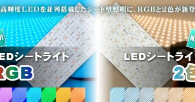 超高輝度シート型照明・LEDシートライトにRGBと2色タイプ登場　
コントローラー操作で点灯色の切り替え可能