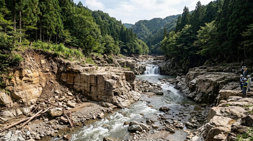 能登半島地震の隆起で生じた「滝」が川を遡上、東北大などが段丘形成プロセスを高精細観測